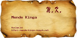 Mende Kinga névjegykártya